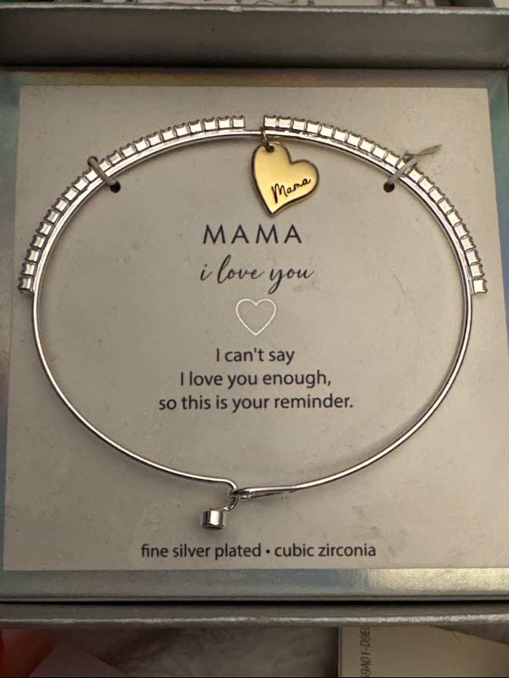 Mama Heart‎ Charm Silver-Plated Bracelet with Gold Accent